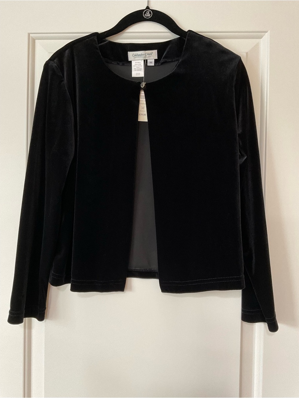 Coldwater Creek Black Velvet Open Front Cardigan